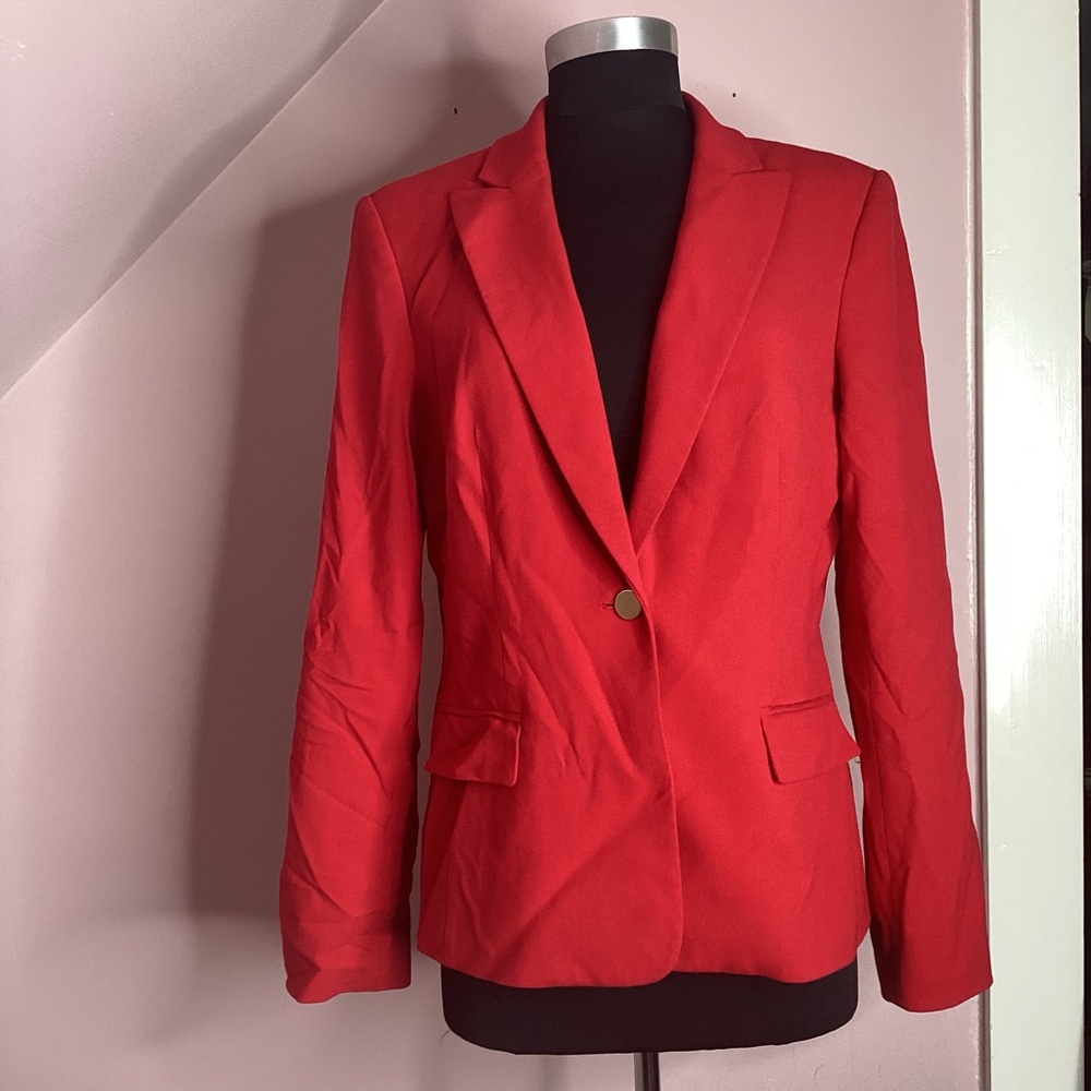 Calvin Klein Red Tailored Blazer with Notched Lapels